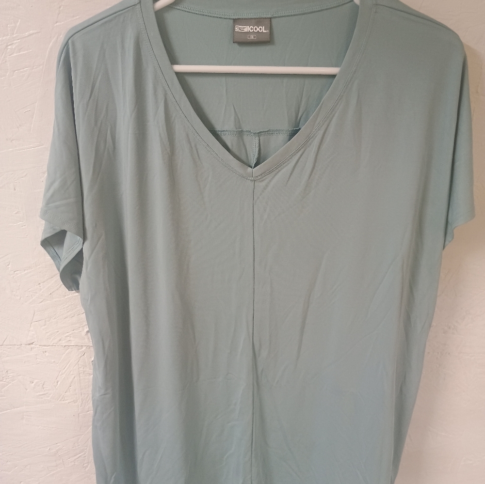 Women's V-Neck Top - Light Blue